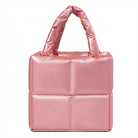 Custom Fashion Puffy Bag Tote Women's Winter Handbag Fluffy Quilted Puffer Tote Bag