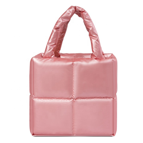 Custom Fashion Puffy Bag Tote Women's Winter Handbag Fluffy Quilted Puffer Tote Bag