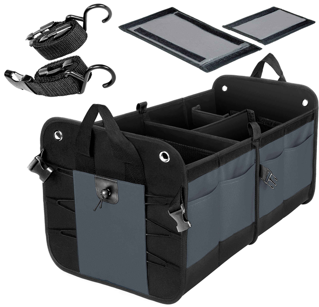 Custom Logo Collapsible Trunk Organizer Portable Multi Compartments Trunk Storage with Pockets for Grocery Cargo