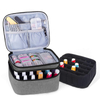 Customized Two Layers Cosmetic Vanity Soft Padded Manicure Tools And Nail Polish Organizer Bag Carrying Bottles