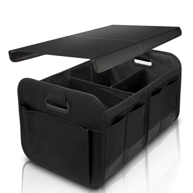Car Trunk Organizer With Foldable Lid For Suv Collapsible Cargo Organizer With Foldable Compartments,Reinforced Handles