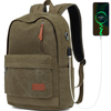 Canvas Laptop Backpack Waterproof School Backpack With USB Charging College Backpack