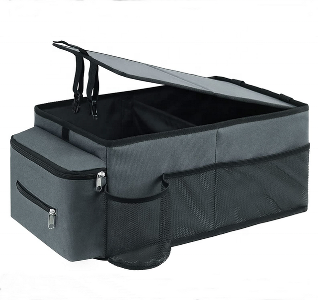 Large Space Collapsible Car Seat Back Organizer with Lid Multi-purpose Tool Storage SUV Car Boot Trunk Organizer