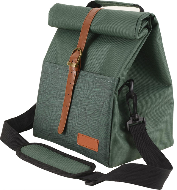 Insulated Rolltop Lunch Bag Multi-Pocket Adjustable Shoulder Strap For Work Office Picnic Outdoor Lunch Cooler Bag