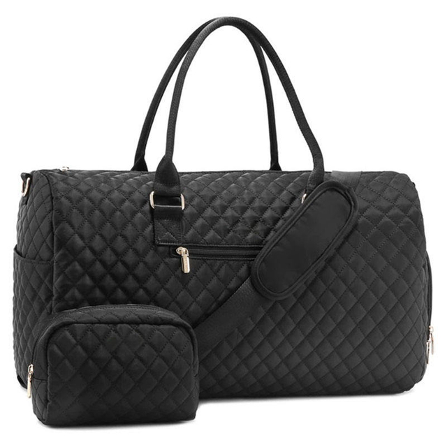 Luxury Quilted Duffel Weekender Overnight for Women Duffle Bag Manufacturers Long Handle Travel Cosmetic Bag Set