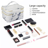 Portable Waterproof Marble Printing Clear PVC Double Deck Travel Cosmetic Makeup Organizer Bag for Women