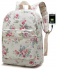 Canvas Waterproof Laptop Backpack with Massage Cushion Straps And USB Charging Port 15 Inch