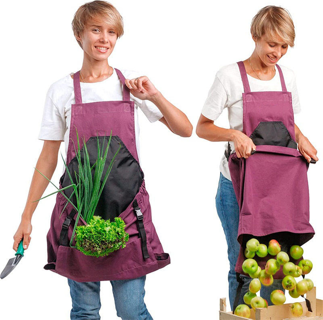 Garden Harvesting Picking Apron Fruit Harvest Apron Bag Large Vegetable Picking Apron for Women with Pockets