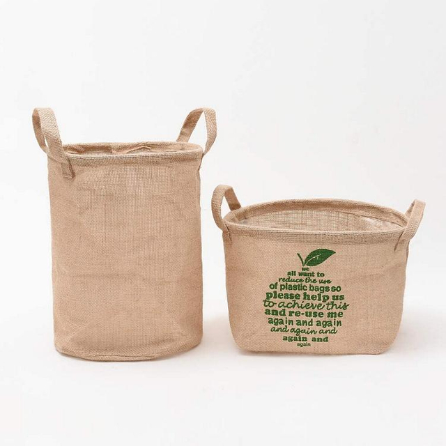 Wholesale Jute Burlap Bags with Handles, Reusable Round Jute Bag with Custom Logo