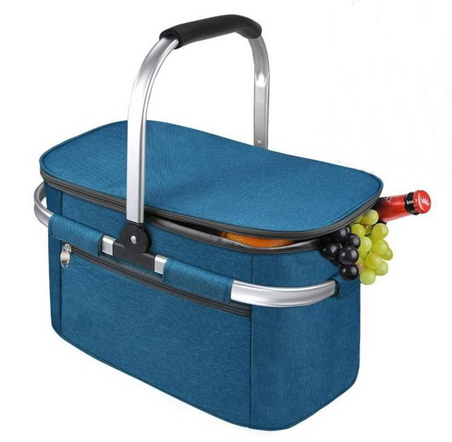 High Quality Reusable Leakproof Travel Beach Grocery Folded Collapsible Cooler Insulated Picnic Basket