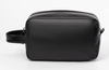Promotional Cheap Customizable Black Leather Cosmetic Bag for Bathroom Men Shaving Kit Bag Travel Toiletry Bag