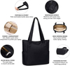 Fashion Large Black Laptop Tote Bag Waterproof Nylon Women Tote Bags with Custom Printed Logo