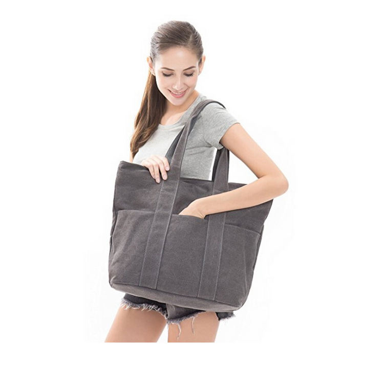 Women custom large heavy duty utility cotton canvas shoulder tote bag