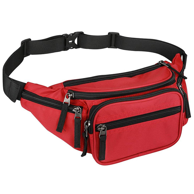 Custom Logo 6 Pocket Belt Waist Bag for Men Women Fashionable Waist Pack Bag with Adjustable Strap