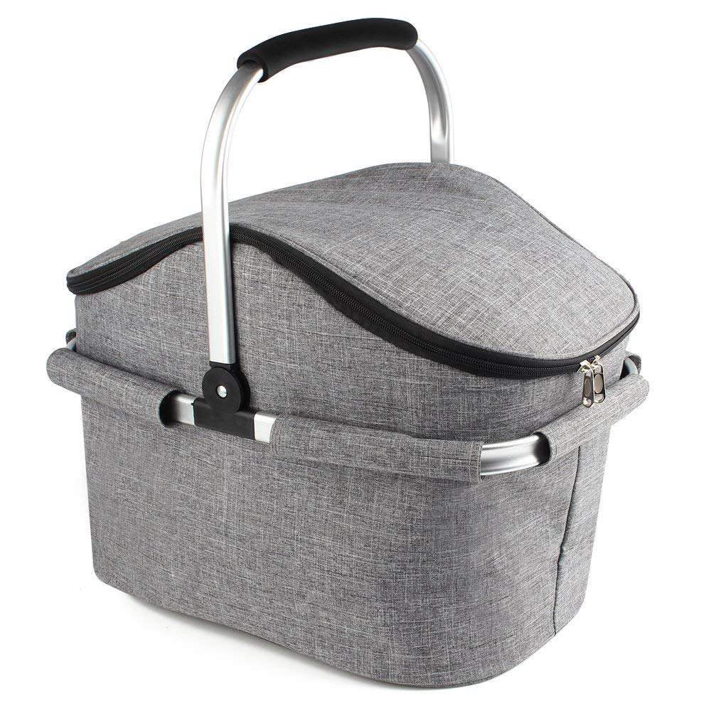 22L Folding Collapsible Insulated Picnic Cooler Basket for Gathering Travel Camping BBQ
