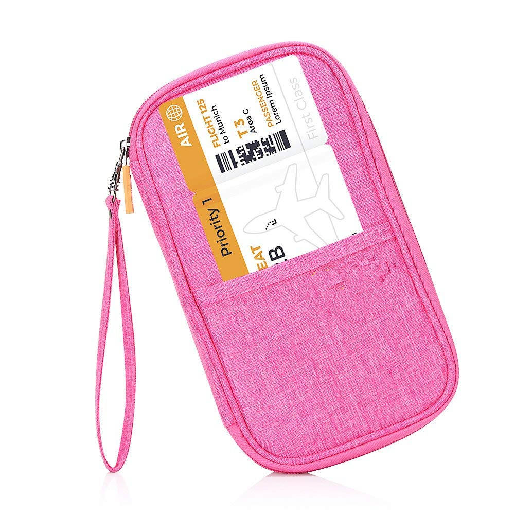 Travel Passport Wallet, Waterproof Family Passport Holder RFID Blocking Document Organizer Case with Hand Strap
