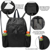 Large Outdoor Polyester Sublimation Mesh Drawstring Sport Backpack Bag for Athletes with Side Water Bottle Pocket