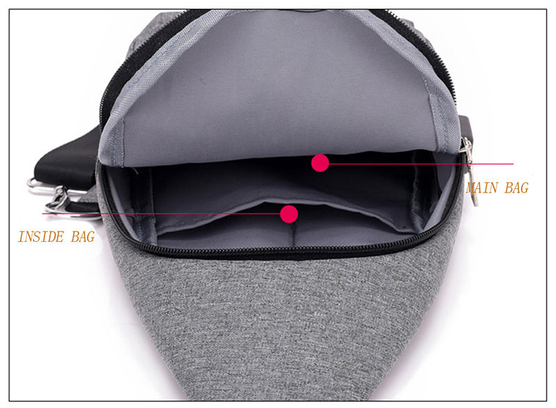 Wholesale cheap mens chest bag fashion casual shoulder messenger bag with USB charging port man crossbody bag
