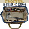 Waterproof Pockets Multi-Purpose Zip-Top Storage Tools Bag Wide Mouth Tool Carry Bag with Adjustable Shoulder Strap