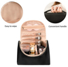 Custom Girls Striped Makeup Kits Cosmetic Case Women Nylon Toiletry Shaving Accessories Organizer with Leather