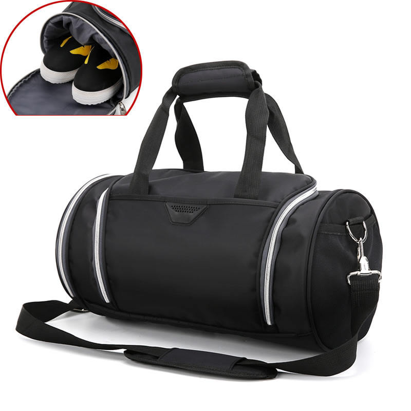 Woman man weekeder fitness carry on sports round duffle bags with shoes pocket gym overnight mini girls duffel bag black