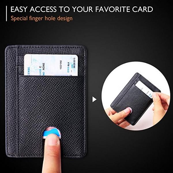 RFID Block lining Slim Safe Mens PU Leather Pocket Credit Card Holder Wallet