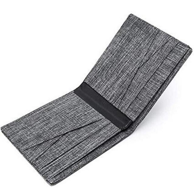 Custom Business Work Casual Short Bifold Slim Card Holder RFID Wallet Blocking Fabric Wallet Men