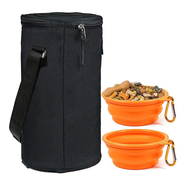 Traveling Outdoor Walking Portable Waterproof Dog Food Storage Bucket Bag With Adjustable Strap