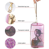 Women PVC Plastic Transparent Travel Glitter Makeup Bag Mini Pink Color Clear Cosmetic Bag with Zipper