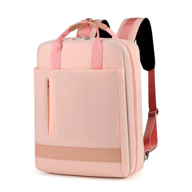 Ladies Pink Waterproof Book Bag Popular School Bag Laptop Computer Backpack with Usb Charger for Girls
