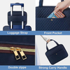 Navy Blue Velvet Cosmetic Bag Large Capacity Toiletry Bag Travel Bag with Hanging Hook Custom Logo