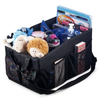 Travel Car Seat Storage Organizer with Adjustable Divider, Portable Collapsible Front Back Floor Trunk Cargo Box with Holder
