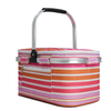 Striped Folding Travel Grocery Picnic Insulated Bag Collapsible Beach Cooler Basket for Food