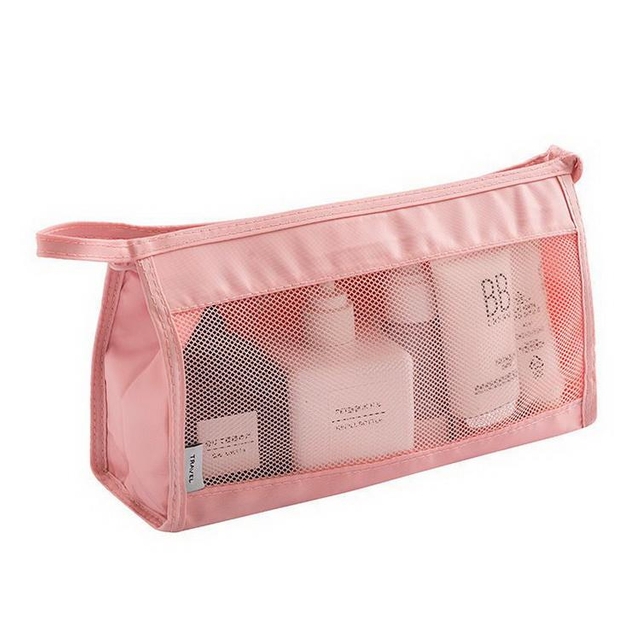 Custom Pink Breathable Cosmetic Pouch with Zipper Wholesale Makeup Travel Toiletry Bags for Women