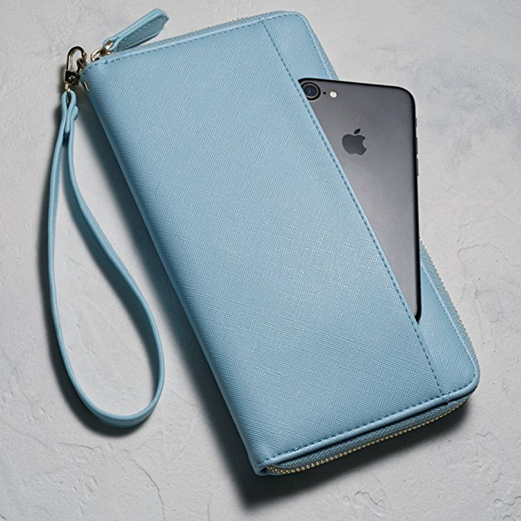 Travel waterproof credit card rfid blocking leather wallet for women