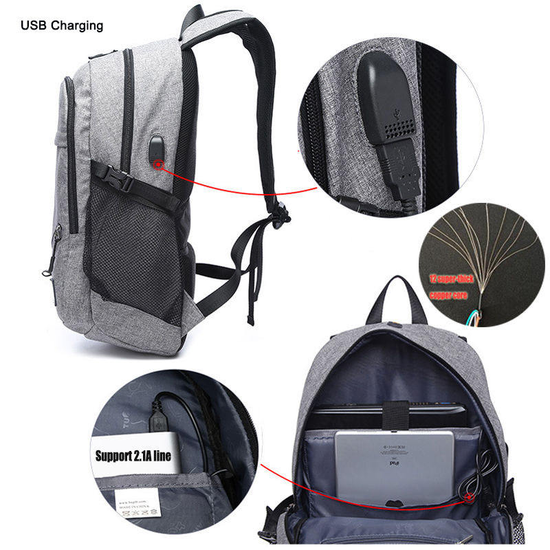 Outdoor Men's Sports Basketball Backpack Bag with USB Charger