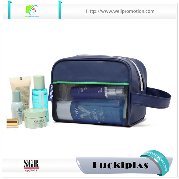 High quality faux PU leather Men simple make-up pouch travel toilet bag for promotion