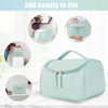 Women Girls Fashion Beauty PU Leather Make Up Tool Organizer Toiletry Bags Cosmetic Bag With Handle