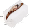 White Travel Custom Logo PU Leather Makeup Storage Organizer Make Up Holder Cosmetic Bags Toiletry Zipper Bag