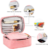 Pink Multifunctional Travel Cosmetic Case Make Up Organizer Makeup Brush Bag Toiletry Bags With Zipper Pouch
