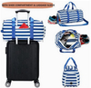 Fashion Blue Striped Women Duffle Bag Hand Carry Travel Weekend Gym Sport Duffel Bag for Yoga Swimming Fitness