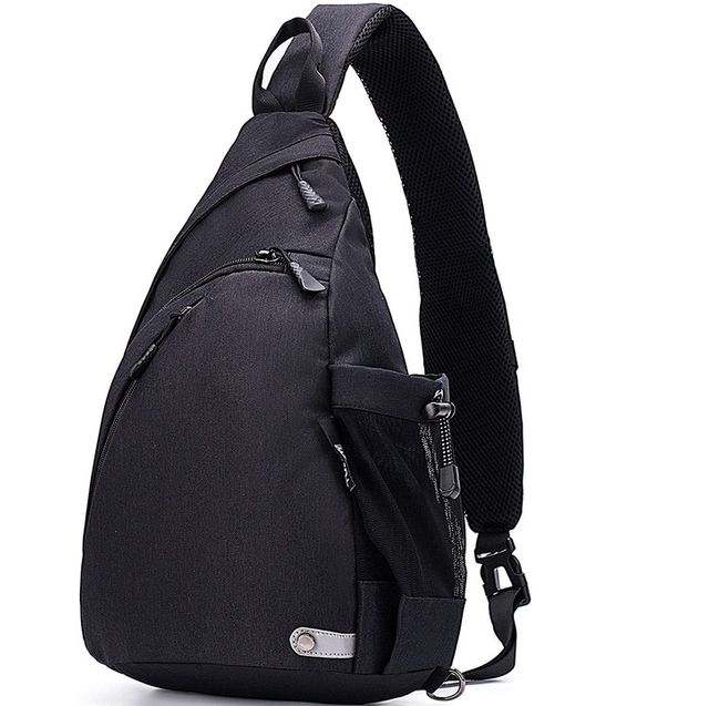 Black custom sling bag shoulder cheap price large crossbody bag design unisex multifunctional