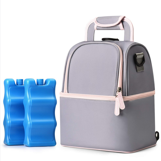 Double Layer 6 Bottles Breastmilk Cooler Thermal Insulated Bag Breast Pump Bag Backpack for Nursing Mother