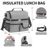 Large 2 Compartment Insulated Lunch Bag Men Women cans Cooler Tote Bag Soft Leakproof Liner Milk Box For Work