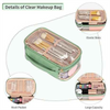 Portable Makeup Storage Organizer Cosmetic Bag Toiletry Bag with Zipper Divider for Women with Divider Brush Compartment