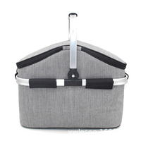 Foldable Basket Aluminum Framed Picnic Cooler Tote Bag Picnic Basket Cooler Bag