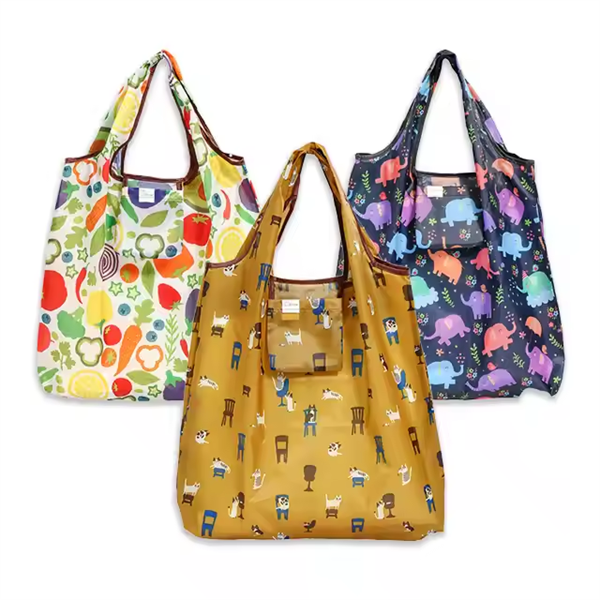 Reusable Fold Able Hot Sales Shopping Bag for Women Custom Printing Logo RPET Environmental Folding Bags with Handle