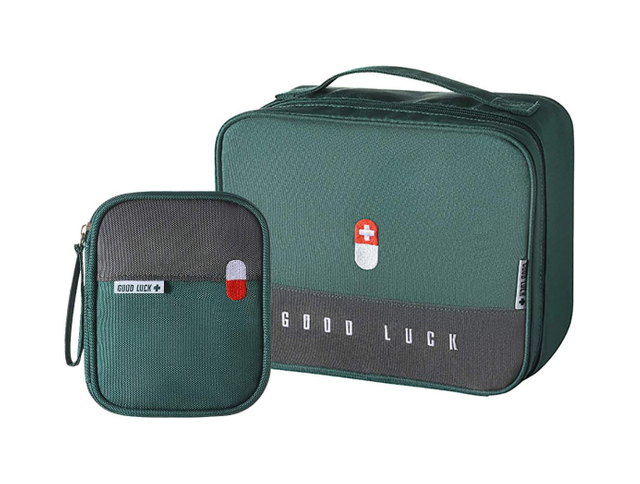 Empty First Aid Bags Travel Medical Supplies Cosmetic Organizer Insulated Medicine Bag Convenient Safety Kit Suit for Family Outdoors Hiking Camping Car Office Workplace Green Mom Son Bag 