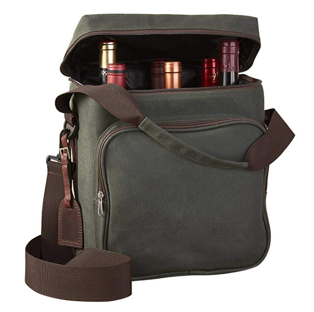 Hot Sale 6 Bottle Wine Cooler Bags Insulated Canvas Wine Carrier Cooler Bag with Logo