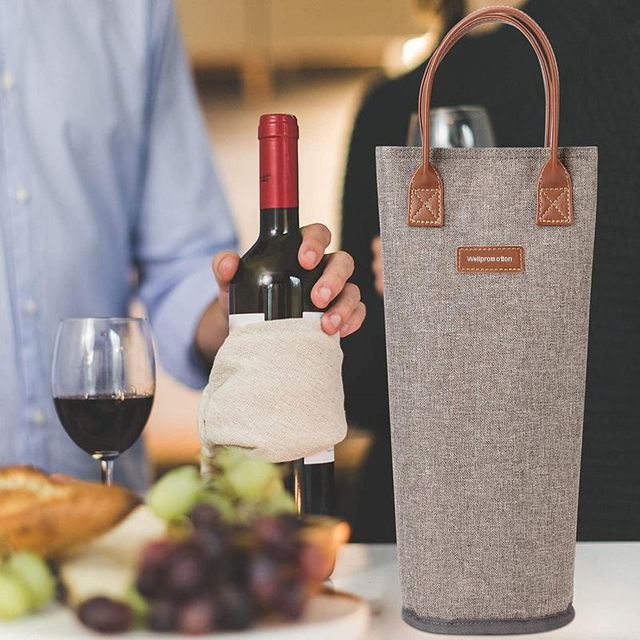 BSCI Amazon's new custom wine cooler bag warm cold wine bag grey business portable gift wine bag